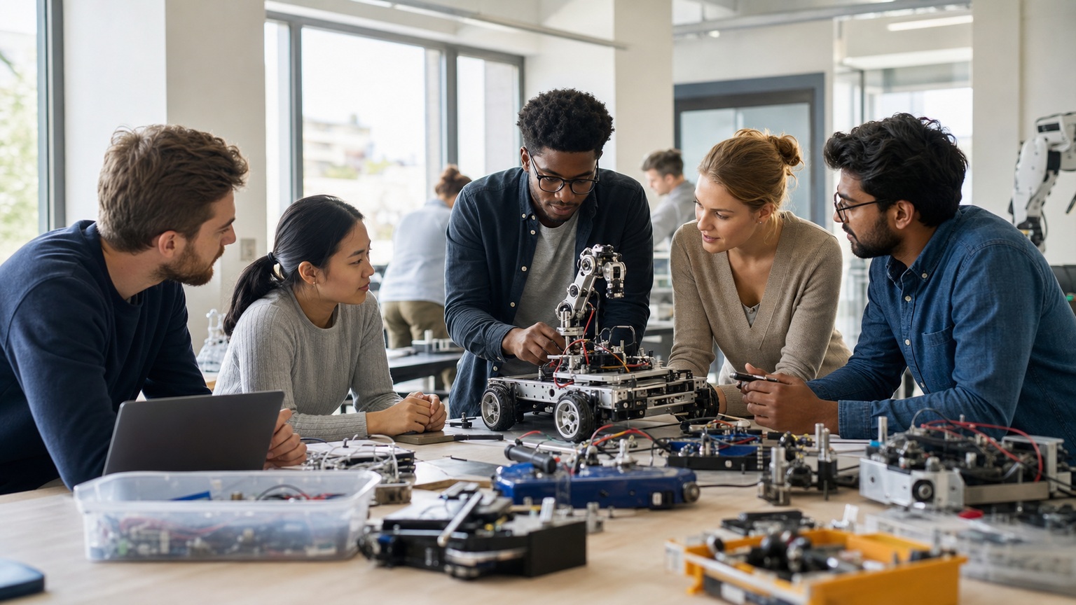 Premium editorial robotics hero image for The Ultimate Guide to Robotics Careers