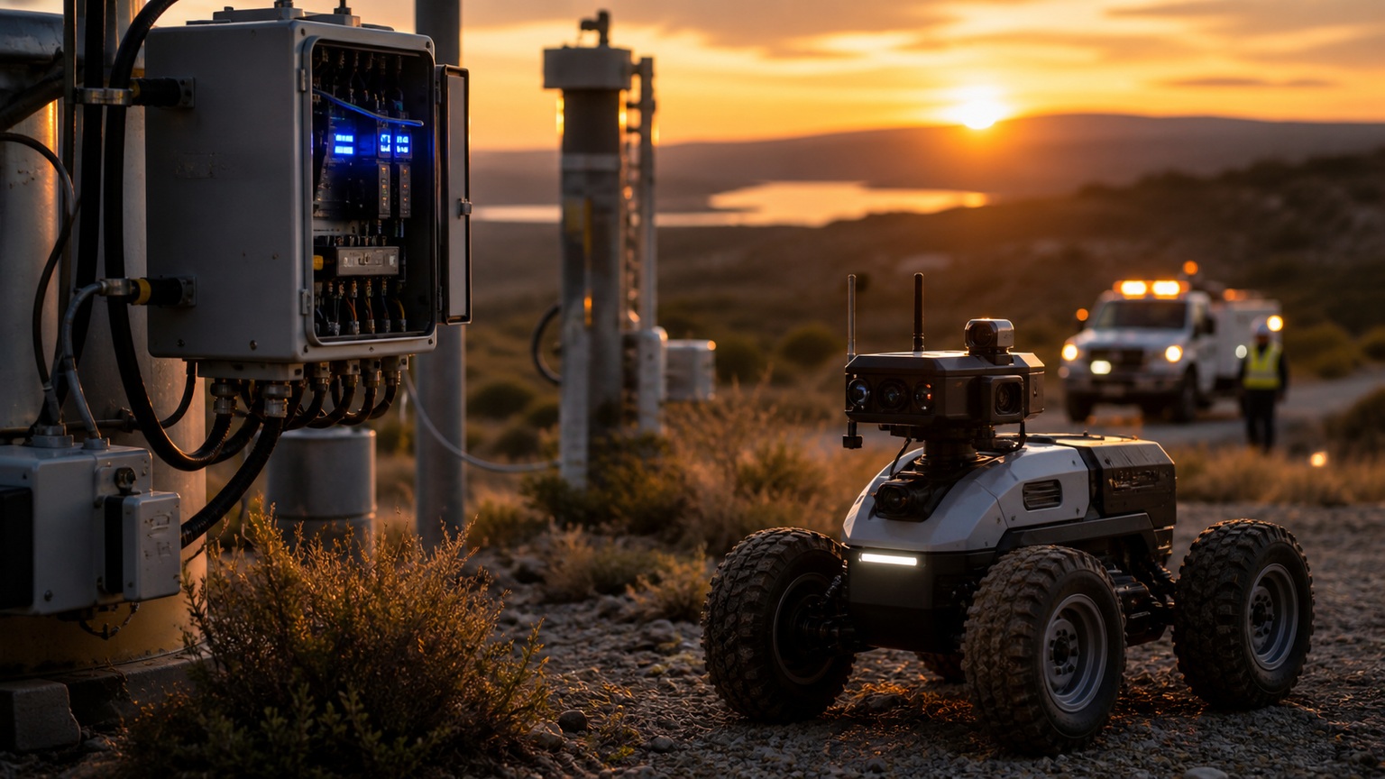 Premium editorial robotics hero image for The Future of Connectivity and IoT in Robotics