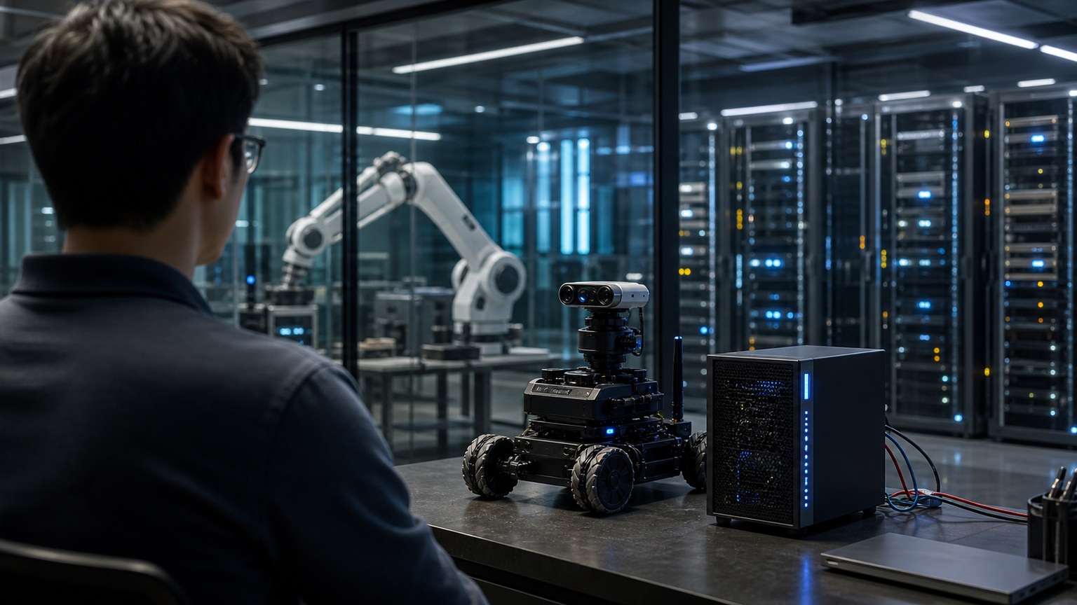 Premium editorial robotics hero image for What Is Cloud Robotics? A Complete Beginner’s Guide